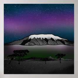 Póster Ilustracion Monte Kilimanjaro