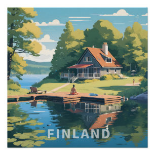 Póster Ilustracion Natural de Finlandia
