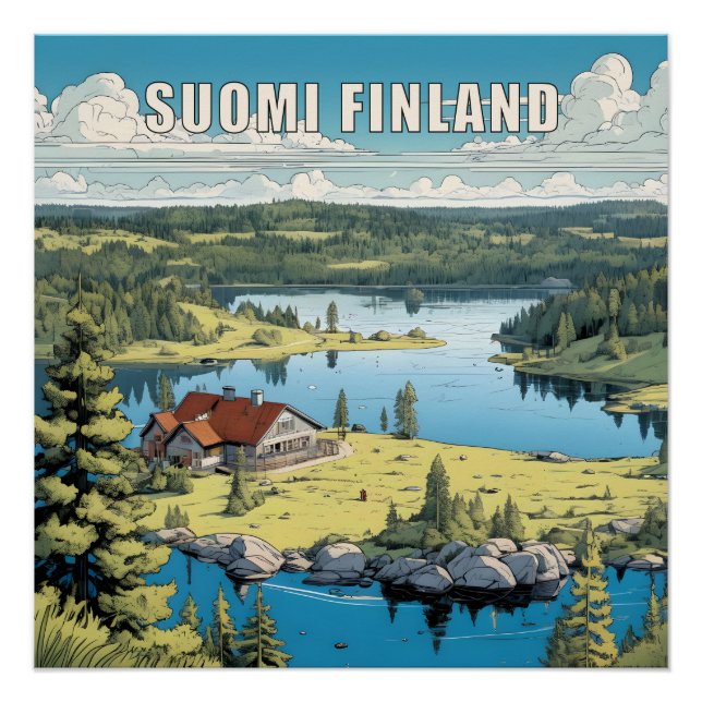 Póster Ilustracion Natural de Finlandia (Anverso)