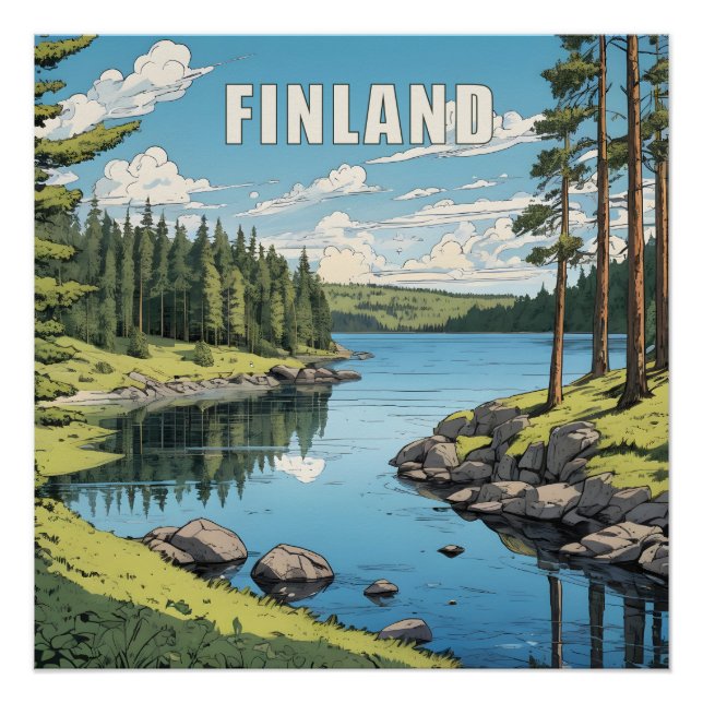 Póster Ilustracion Natural de Finlandia (Anverso)