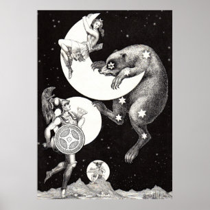 Póster Ilustración Nocturna del Dios del Universo de la L