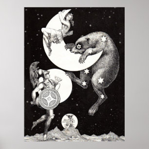Póster Ilustración Nocturna del Dios del Universo de la L