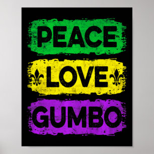 Póster Ilustración Nueva Gumbo Paz Amor Vintage