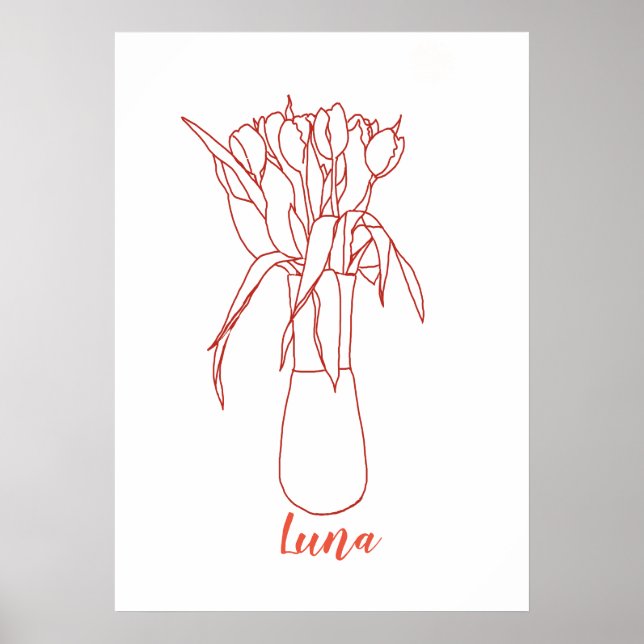 Póster Ilustracion Original De Tulip Line Moderna Para El (Frente)