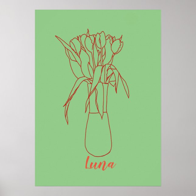 Póster Ilustracion Original De Tulip Line Moderna Para El (Frente)