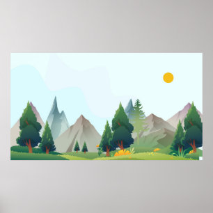 Póster Ilustracion paisajístico