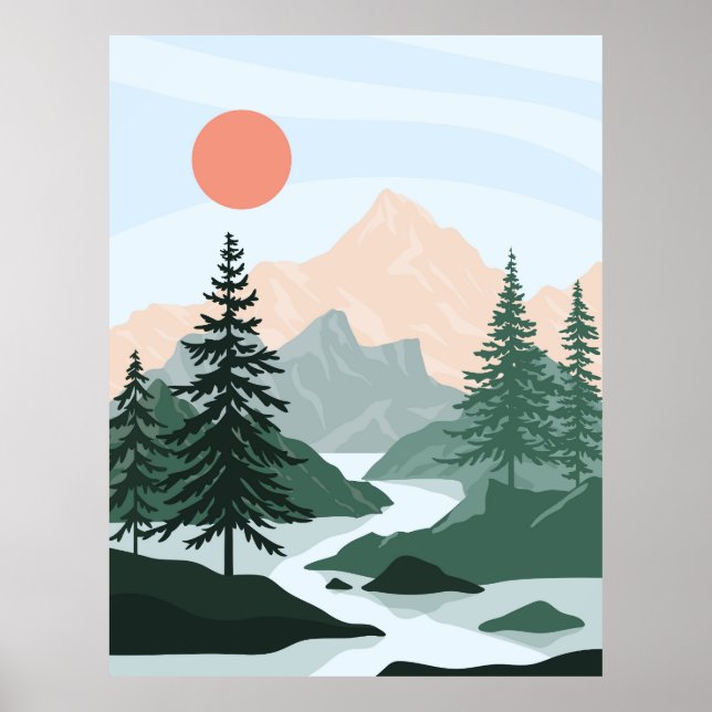 Póster Ilustracion paisajístico abstracto (Frente)