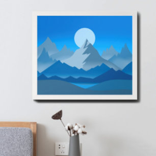 Póster Ilustracion paisajístico Blue Mountain Peaks