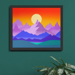 Póster Ilustracion paisajístico de las montañas rocosas d