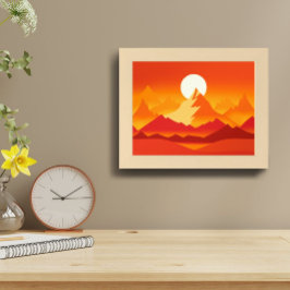 Póster Ilustracion paisajístico Sunset Mountain Peaks