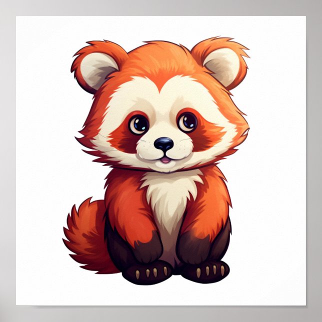 Póster ilustracion panda rojo personalizado (Frente)