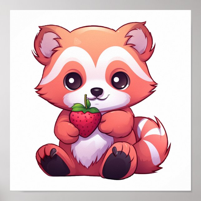 Póster ilustracion panda rojo personalizado (Frente)