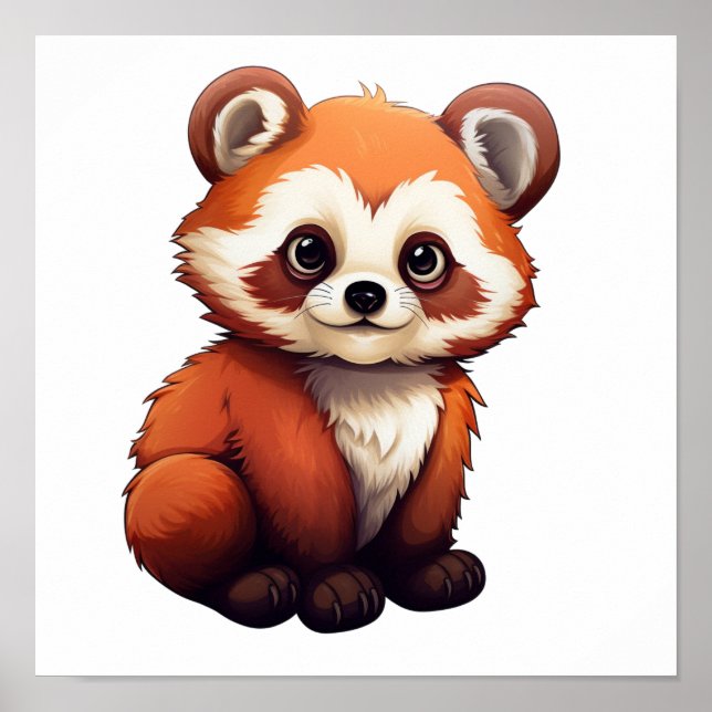Póster ilustracion panda rojo personalizado (Frente)