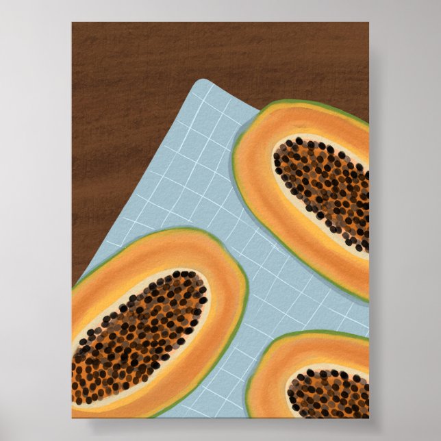 Póster Ilustracion Papaya Fruit - Cocina Boho tropical (Frente)