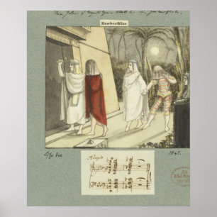 Póster Ilustracion para "la flauta mágica" de Mozart,
