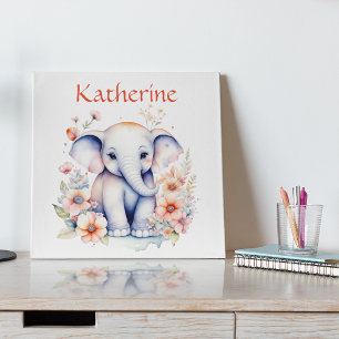 Póster Ilustración personalizada adorable de un elefante