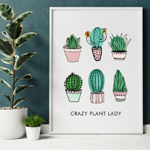 Póster Ilustración personalizada de cactus suculentos en