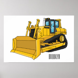 Póster Ilustracion personalizado Bulldozer
