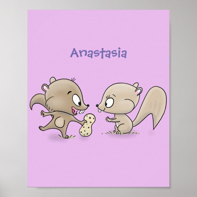 Póster Ilustracion personalizado de ardillas graciosas (Frente)