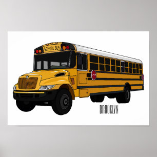 Póster Ilustracion personalizado de autobús escolar