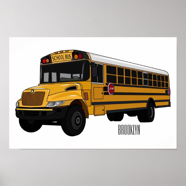 Póster Ilustracion personalizado de autobús escolar (Frente)