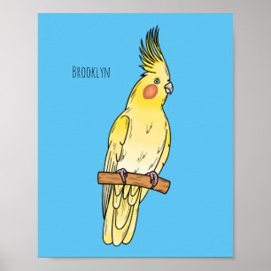 Póster Ilustracion personalizado de aves de Cockatiel