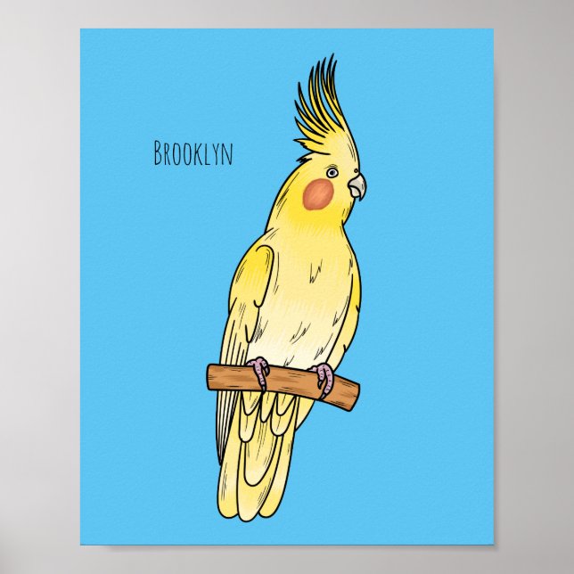 Póster Ilustracion personalizado de aves de Cockatiel (Frente)