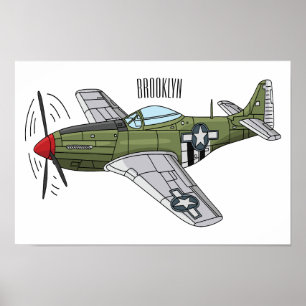 Póster Ilustracion personalizado de avión militar