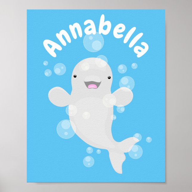 Póster Ilustracion personalizado de ballenas de la beluga (Frente)