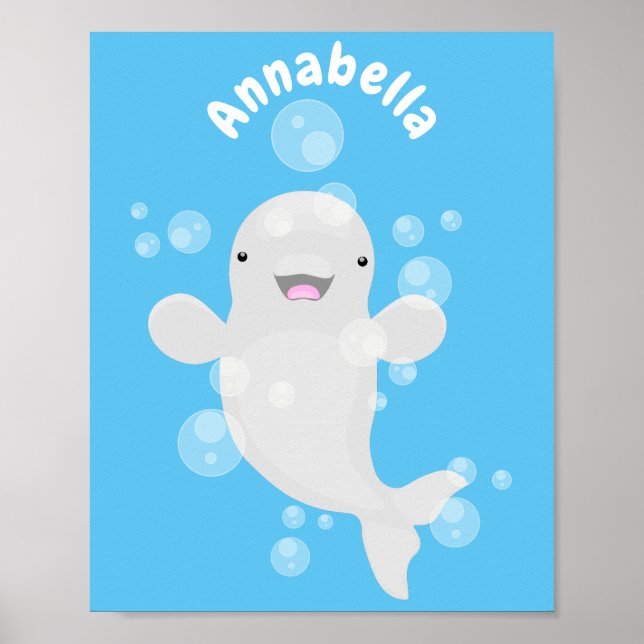 Póster Ilustracion personalizado de ballenas de la beluga (Frente)
