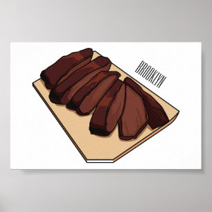 Póster Ilustracion personalizado de brisket de carne