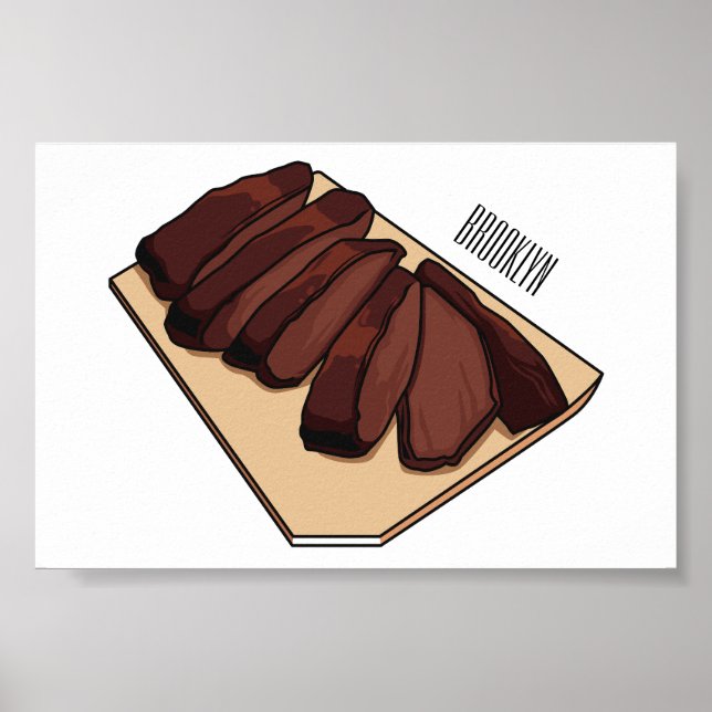Póster Ilustracion personalizado de brisket de carne (Frente)