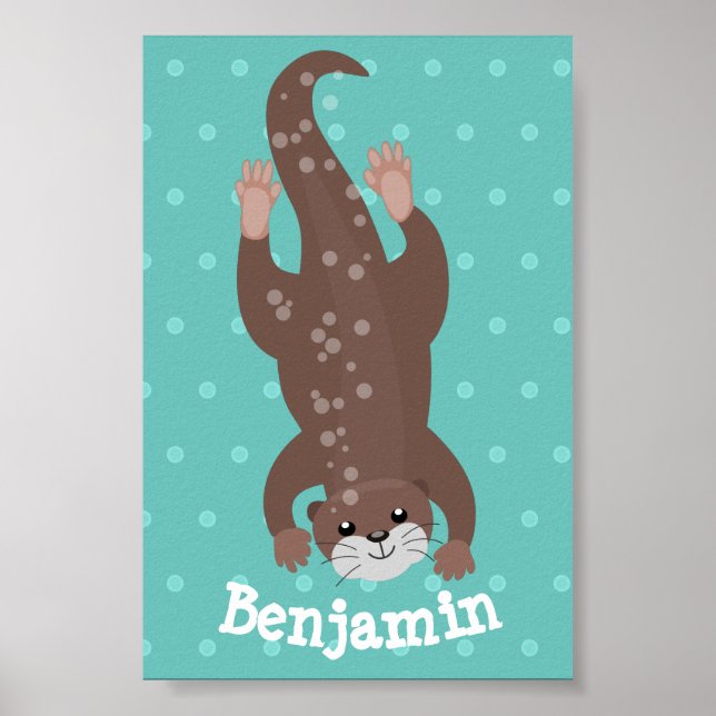 Póster Ilustracion personalizado de buceo con nutria (Frente)
