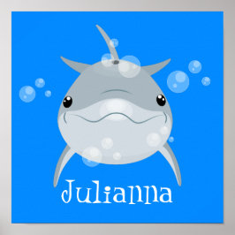 Póster Ilustracion personalizado de burbujas de delfines