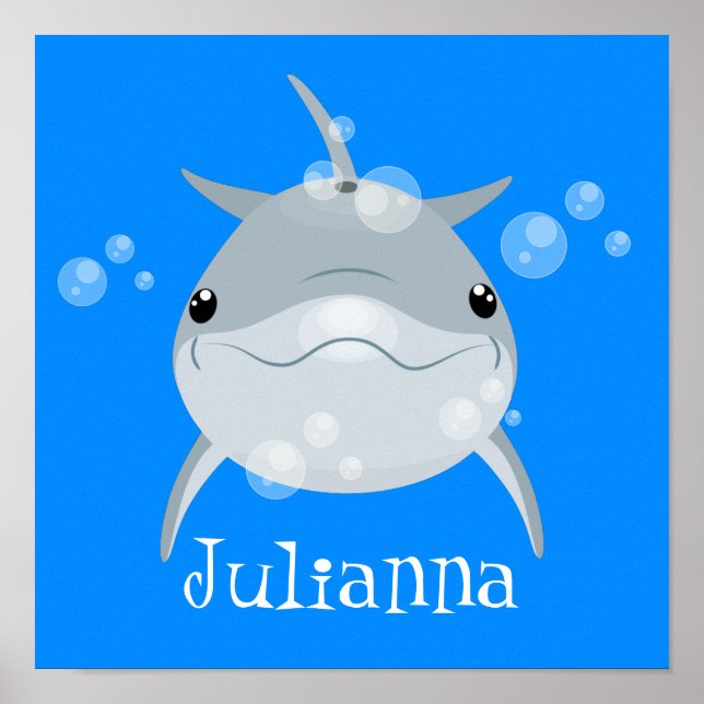 Póster Ilustracion personalizado de burbujas de delfines  (Frente)