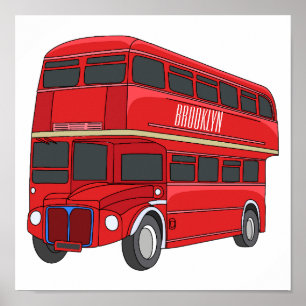 Póster Ilustracion personalizado de bus de dos pisos