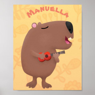 Póster Ilustracion personalizado de capybara ukulele cant