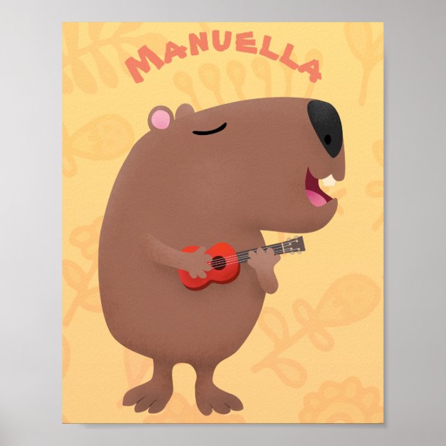 Póster Ilustracion personalizado de capybara ukulele cant (Frente)