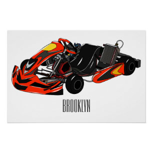 Póster Ilustracion personalizado de carreras de Kart