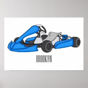 Póster Ilustracion personalizado de carreras de Kart