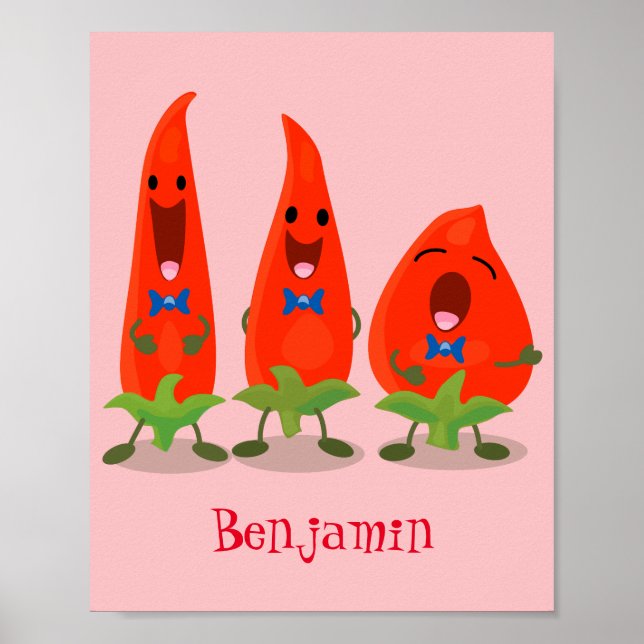 Póster Ilustracion personalizado de chiles cantantes (Frente)