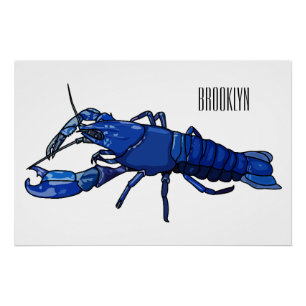 Póster Ilustracion personalizado de cigalas de marrón azu