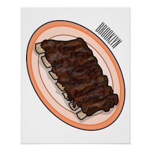 Póster Ilustracion personalizado de costillas cortas