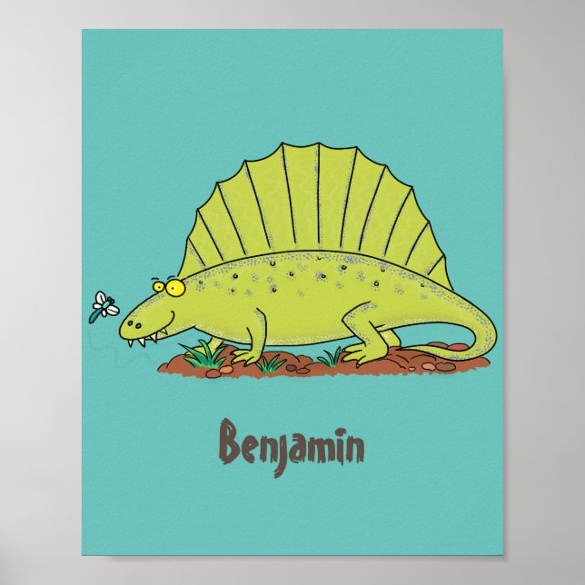 Póster Ilustracion personalizado de dimetrodon verde lind (Frente)