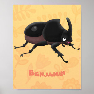 Póster Ilustracion personalizado de escarabajo rinoceront