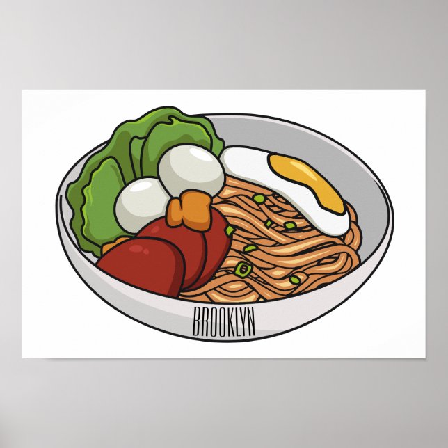 Póster Ilustracion personalizado de fideos (Frente)