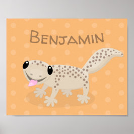 Póster Ilustracion personalizado de gecko de color marrón