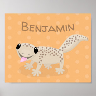 Póster Ilustracion personalizado de gecko de color marrón