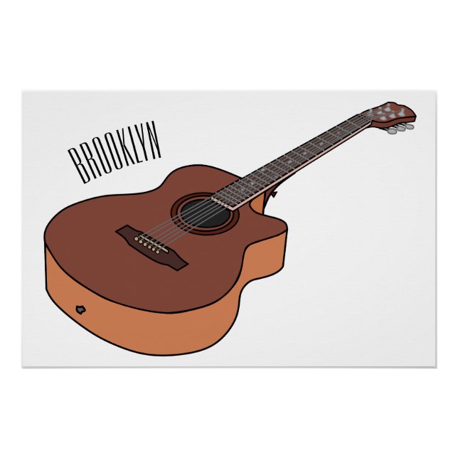 Póster Ilustracion personalizado de guitarra acústica (Anverso)