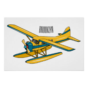 Póster Ilustracion personalizado de hidroavión